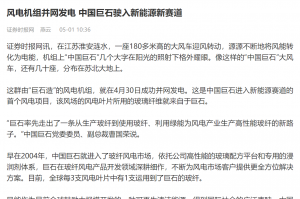 时报：风电机组并网发电 中国jc710公海赌船驶入新能源新赛道